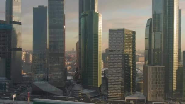 Moscow City Business Center Och Urban Skyline — Stockvideo