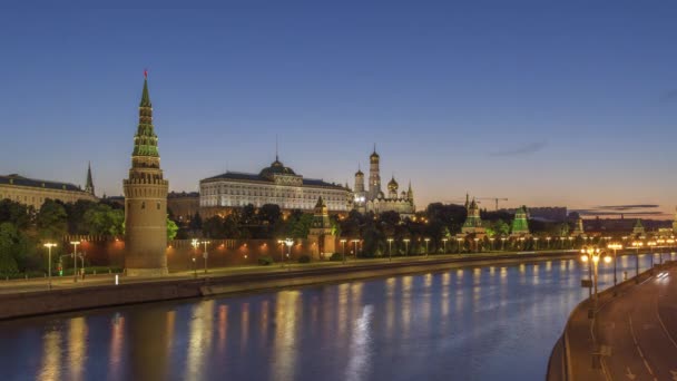 Moscou Kremlin Rivière Moscou Lever Soleil Été — Video