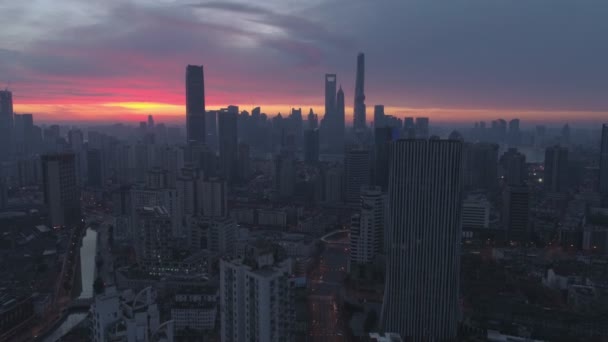 Panoramic Aerial View Shanghai Skyline — Stock Video