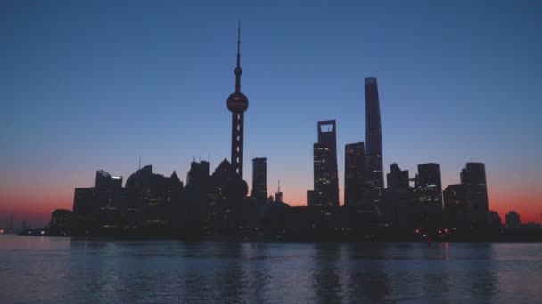 Silueta Shanghai Madrugada Lujiazui — Vídeo de stock