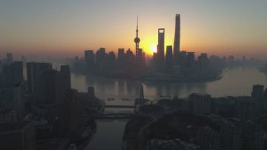 Shanghai gökyüzü güneşli sabah lujiazui