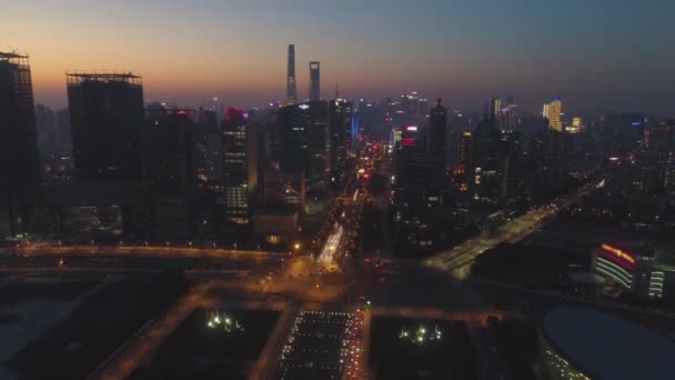 Shanghai Skyline Der Dämmerung — Stockvideo