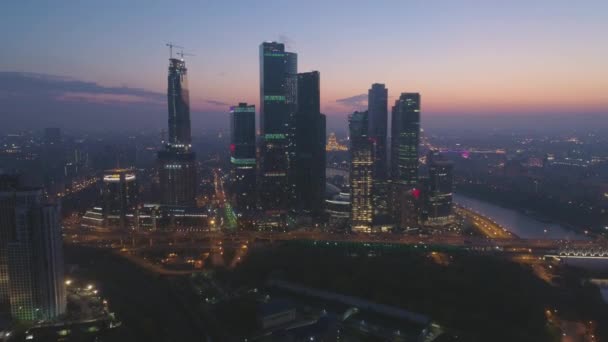 Wolkenkratzer Des Geschäftszentrums Der Stadt Moskau — Stockvideo