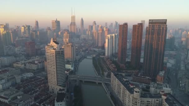 Shanghai Városkép Napos Reggeli Puxi — Stock videók