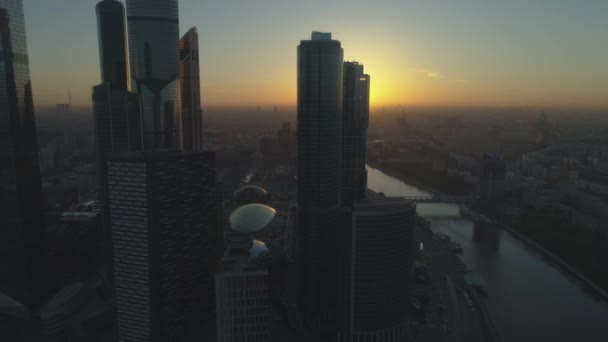 Rascacielos Moscú Centro Negocios Ciudad — Vídeo de stock