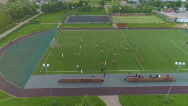 Joueurs Terrain Football Vert Jouant Football — Video