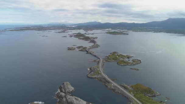 Norveç Teki Atlantik Okyanus Yolu Yüksek Irtifadan — Stok video