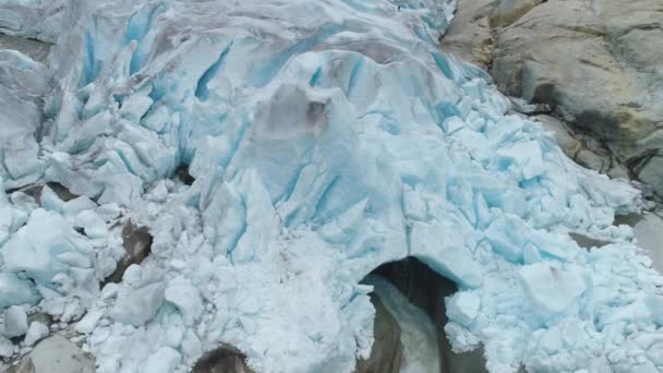 Blauw Smeltende Nigardsbreen Gletsjer Arm Van — Stockvideo