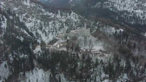 Castillo Neuschwanstein Los Alpes Bavarianos Día Invierno — Vídeos de Stock