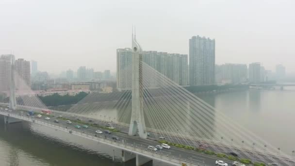 Puente Tráfico Coches Guangzhou Paisaje Urbano — Vídeo de stock