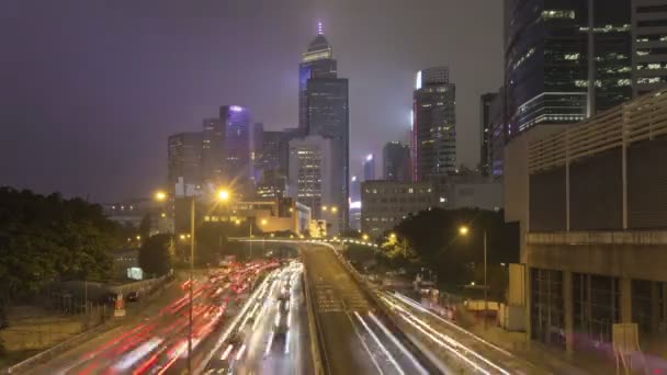 Автомобильное Движение Подсветка Гонконгского Городского Пейзажа Видеоклип