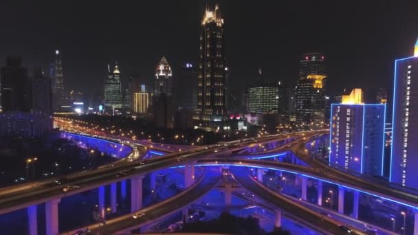 Carretera Elevada Paso Elevado Por Noche Con Azul — Vídeos de Stock