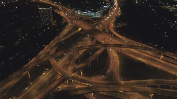 Estrada Complexa Iluminada Junção Carros — Vídeo de Stock
