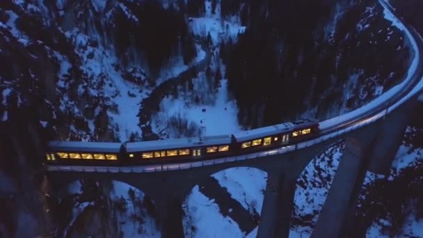 Kara Viyadük Demiryolu Trenle — Stok video