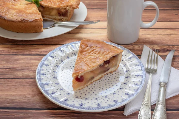 Νόστιμη Παραδοσιακή Σπιτική Μηλόπιτα Cranberries Ατομική Μερίδα Του Κέικ Ένα — Φωτογραφία Αρχείου