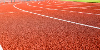 Spor koşu pisti antrenman ve koşu için stadyumda yarışma, koşu için atletik koşu pisti. Spor ve egzersiz konsepti