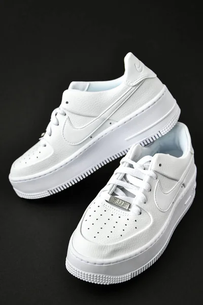 Zhytomyr Ucrânia Junho 2020 Nike Air Force Sage Tênis Branco — Fotografia de Stock