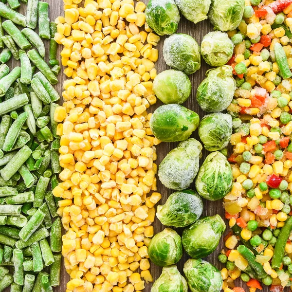 Sayuran Beku Yang Berbeda Sebagai Latar Belakang Tampilan Atas Mengumpulkan — Stok Foto