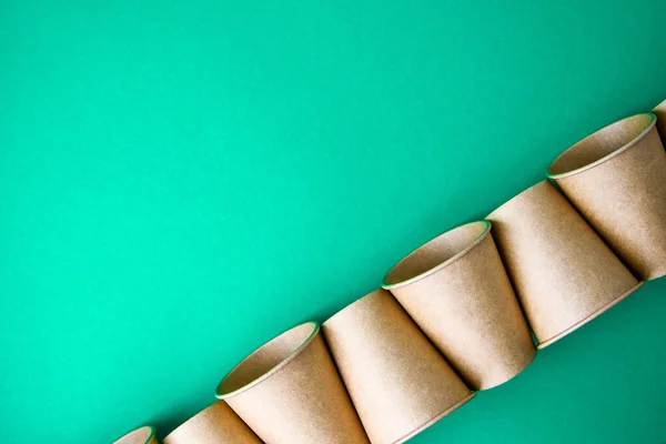 Begreppet Eko Snabbmat Kartong Koppar Miljövänliga Material Färg Bakgrund Närbild — Stockfoto