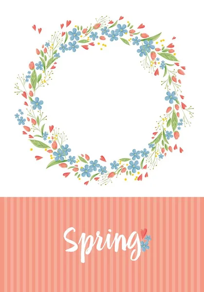 Frame Spring Colored Flowers — Stock Vector