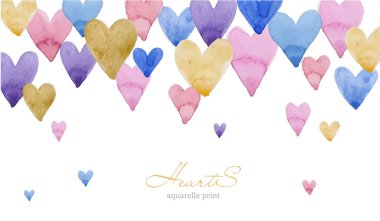 renkli kalpler ile suluboya baskı