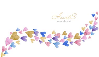 renkli kalpler ile suluboya baskı