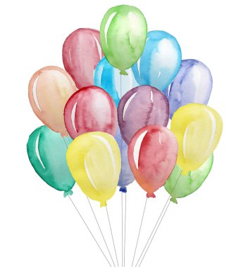 Beyaz arkaplanda izole edilmiş renkli balonlar