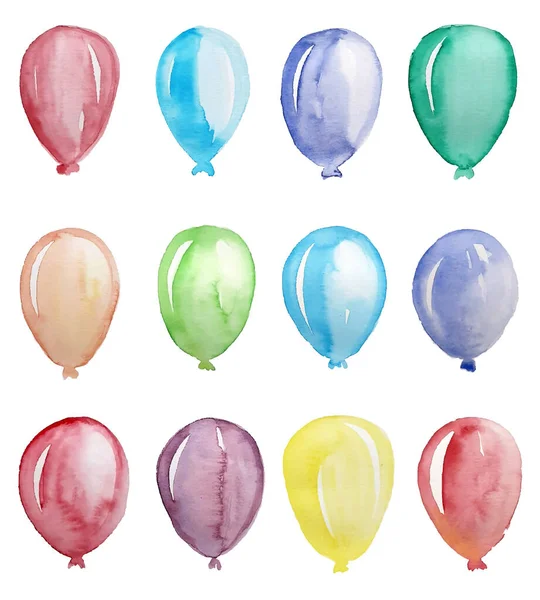 Färgglada Ballonger Isolerade Vit Bakgrund — Stock vektor