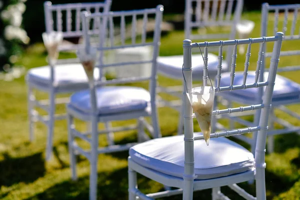 Chaises Mariage Sur Herbe Verte — Photo