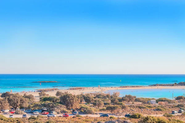 Tropical Sandy Beach Turquoise Water Elafonisi Crete Greece Elafonissi Beach — Stock Photo, Image