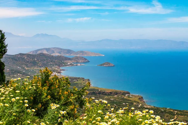 Beautiful View Mirabello Bay Sitia Agios Nikolaos Landscape Turquoise Sea — Stock Photo, Image