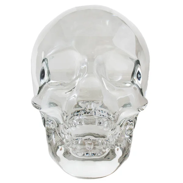 Glass Skull Isolerad Vit Bakgrund Genomskinlig Skalle — Stockfoto