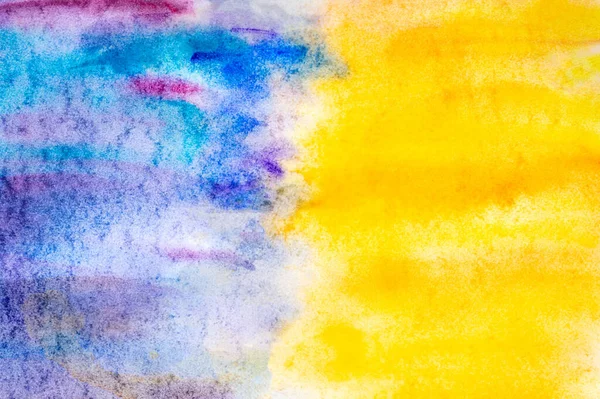 Abstract blue and yellow watercolor background on white. Copy space. Advantages and disadvantages concept.