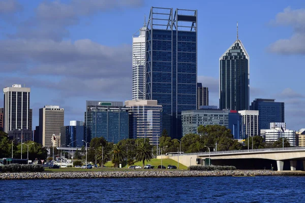 Australia Skyline Perth Sul Fiume Swan Con Diversi Edifici Narrows — Foto Stock