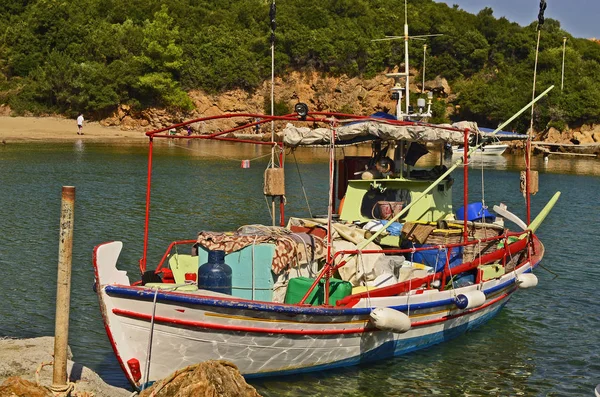 Grecia Barco Pesquero Pequeño Puerto Katiyorgi —  Fotos de Stock