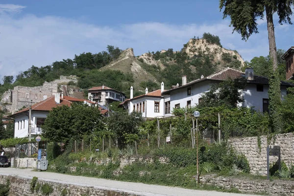 Bulgária Melnik Casas Pirâmides Areia Formação Rochas Torno Aldeia Rural — Fotografia de Stock