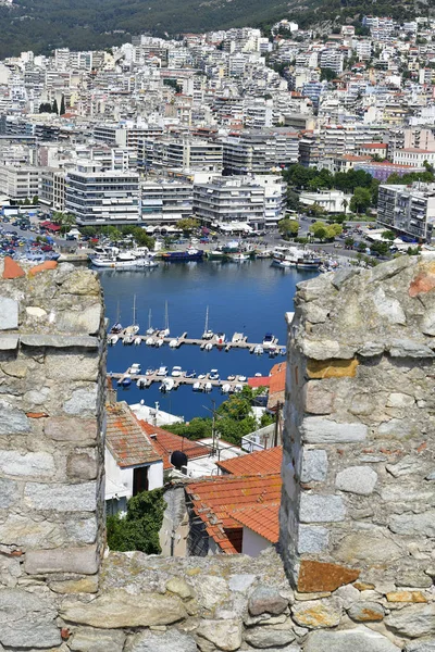 Griechenland Kavala Stadtblick Von Der Mittelalterlichen Festung Zum Hafen Der — Stockfoto