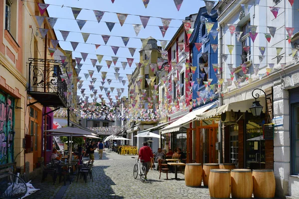 Plovdiv Bulgaria June 2018 Unidentified People Restaurants Pedestrian Zone Downtown — Stock Photo, Image