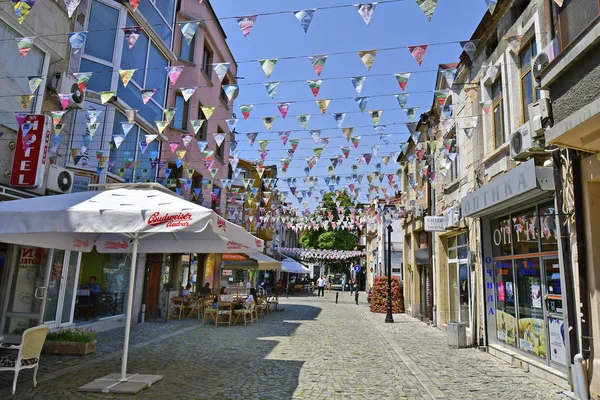 Plovdiv Bulgaria June 2018 Unidentified People Restaurants Pedestrian Zone Kapana — Stock Photo, Image