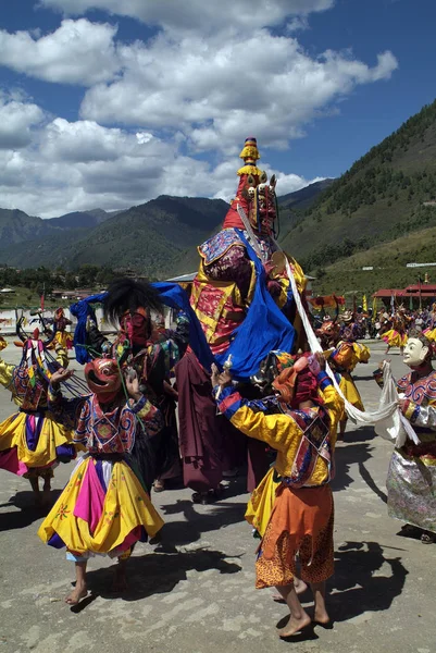 Haa Bhutan Eylül 2007 Unidenified Dansçılar Maskeleri Bei Dini Tören — Stok fotoğraf
