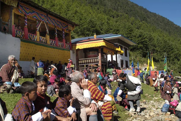 Haa Bhutan Września 2007 Niezidentyfikowanych Osób Oglądających Ceremonii Religijnych Nazwie — Zdjęcie stockowe