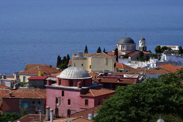 Grecia Kavala Distrito Panagia Con Mezquita Halil Bey Iglesia Ortodoxa — Foto de Stock