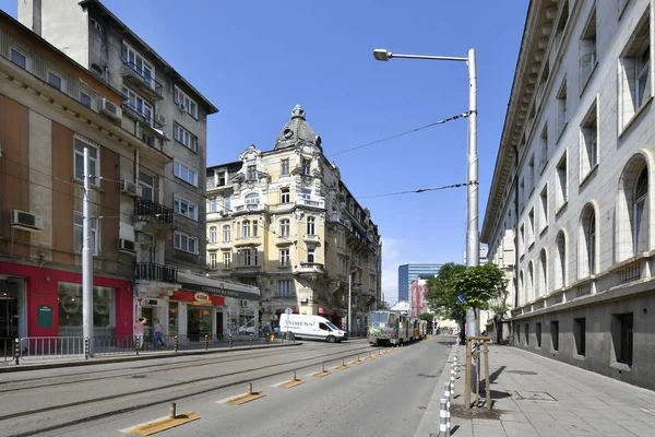Sofia Bulgaria June 2018 Unidentified People Public Tram Street Capital — Stock Photo, Image