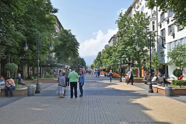 Sofía Bulgaria Junio 2018 Personas Identificadas Vitosha Boulevard Calle Comercial — Foto de Stock