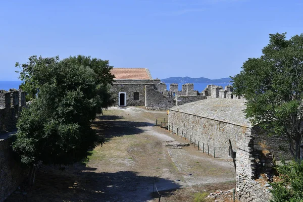 Grèce Kavala Intérieur Château Médiéval Avec Vue Sur Mer Égée — Photo
