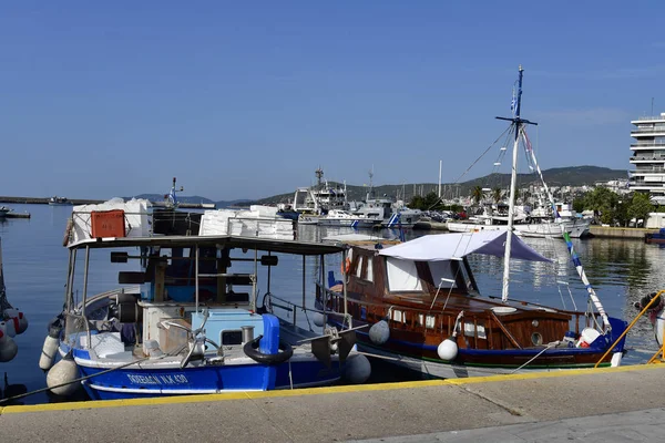 Kavala Greece June 2018 Fishing Ships Motor Boats Promenade Harbor — Stock Photo, Image