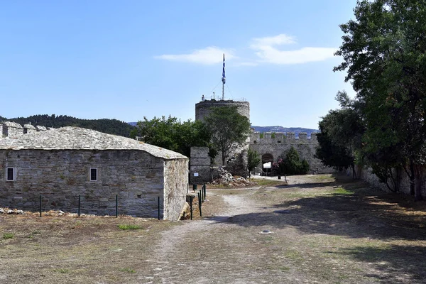 Grèce Kavala Cour Dans Forteresse Médiévale Avec Tour — Photo