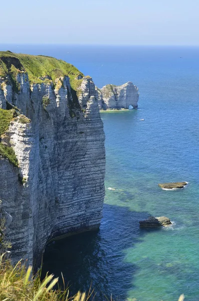 Francia Normandía Formación Mar Roca Con Arco Natural Etretat Costa —  Fotos de Stock