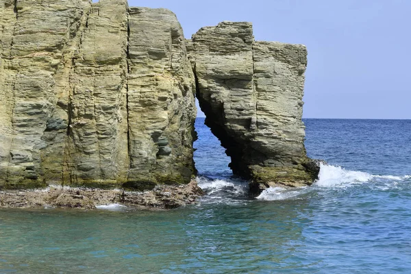 Grécia Creta Arco Natural Praia Psaromoura — Fotografia de Stock