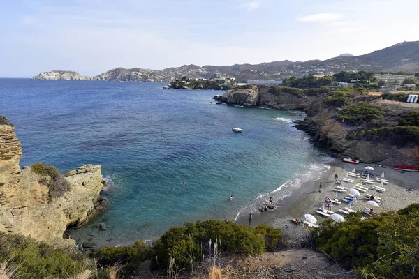 Agia Pelagia Grækenland Oktober 2018 Uidentificerede Mennesker Psaromoura Strand Kreta - Stock-foto